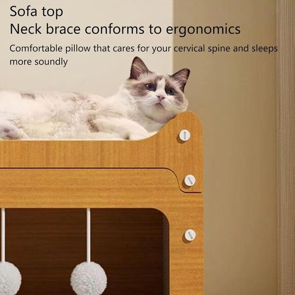 Cat Scratcher House, Cat Scratcher Board Cat Cave with Hanging Ball Toy - Picture 4 of 7